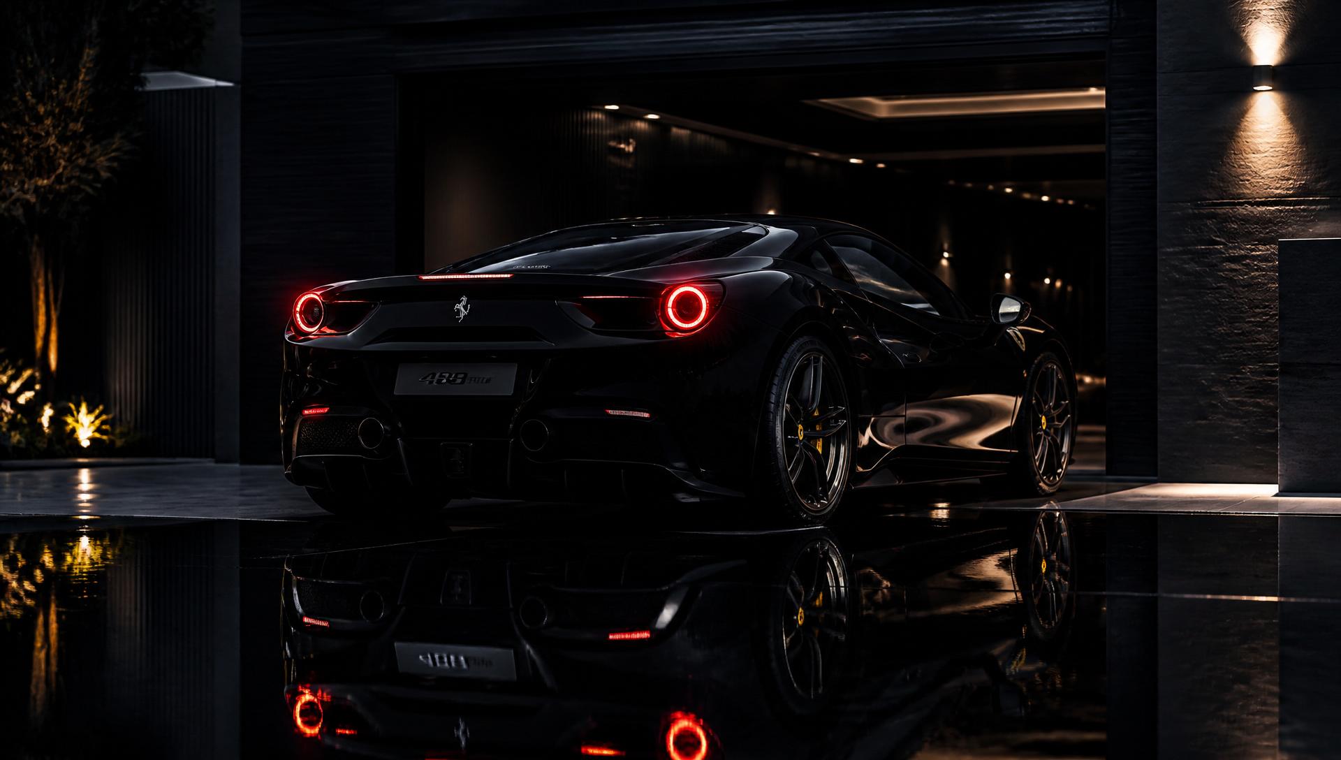 Ferrari saindo de garagem premium
